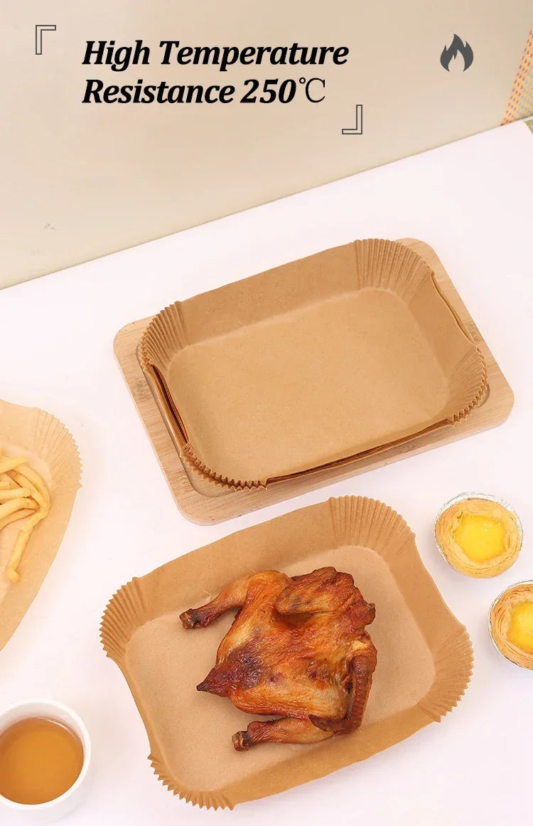 CrispTray – 300PCS Rectangular Air Fryer Liners (22×14CM)