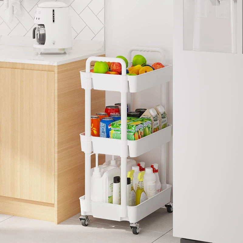 FlexCart™ 3/4-Tier Rolling Storage Organizer – Compact Utility Cart with Wheels for Bathroom, Laundry Room