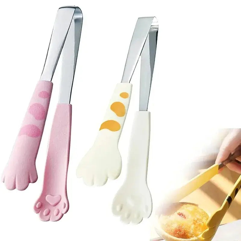 PawGrip  Stainless Steel Cat Paw Tongs – Cute Non-Slip Clamp for Salad, Bread & BBQ
