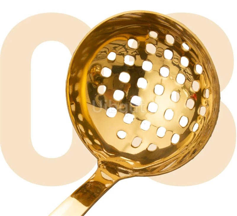 GoldServe Heavy-Duty Stainless Steel Soup Ladle – Golden Plated Restaurant & Home Spoon