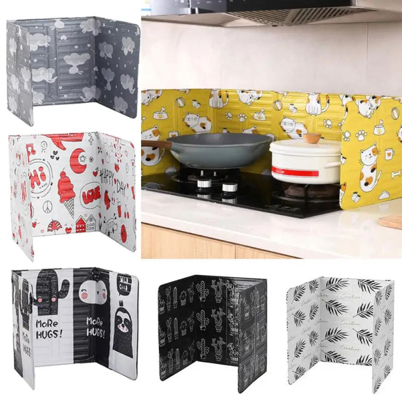 Aluminum Foldable Stove Splash Guard – Non-Stick Oil Shield for Kitchen Walls