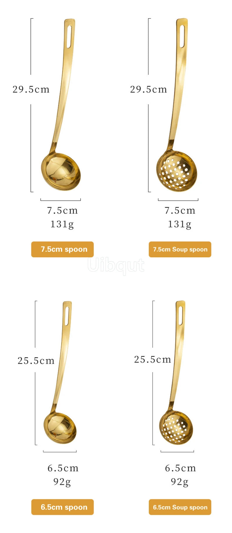 GoldServe Heavy-Duty Stainless Steel Soup Ladle – Golden Plated Restaurant & Home Spoon
