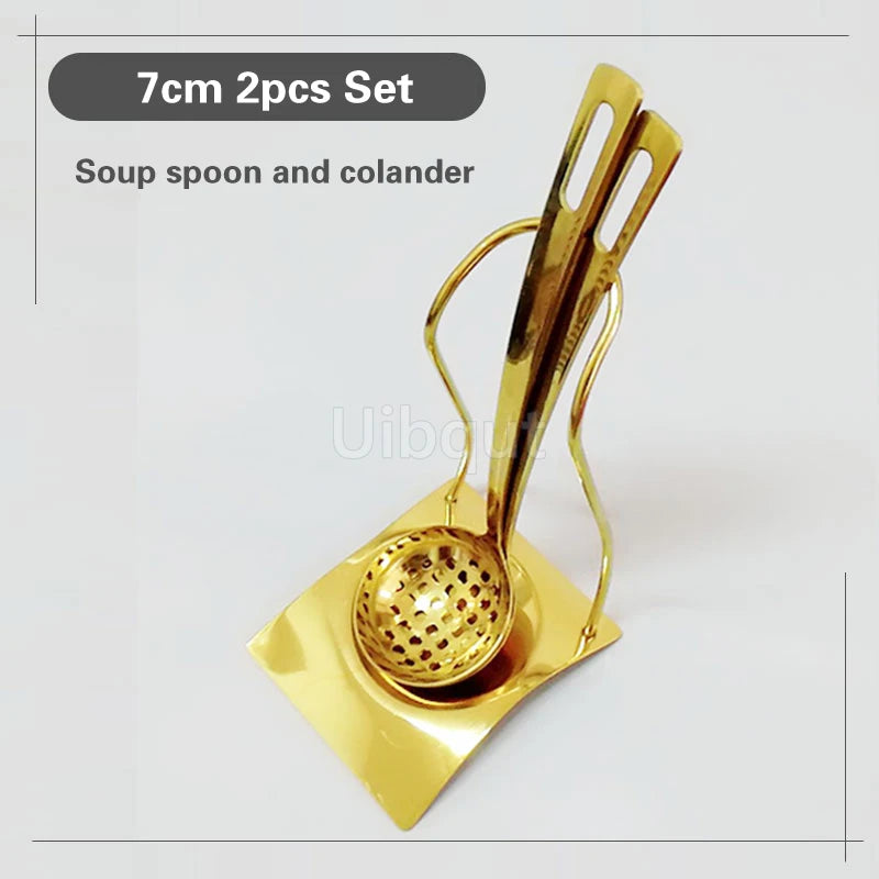 GoldServe Heavy-Duty Stainless Steel Soup Ladle – Golden Plated Restaurant & Home Spoon