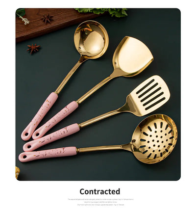 NordicChef 7-Piece Stainless Steel Kitchen Utensil Set – Ceramic Handle Cooking Tools