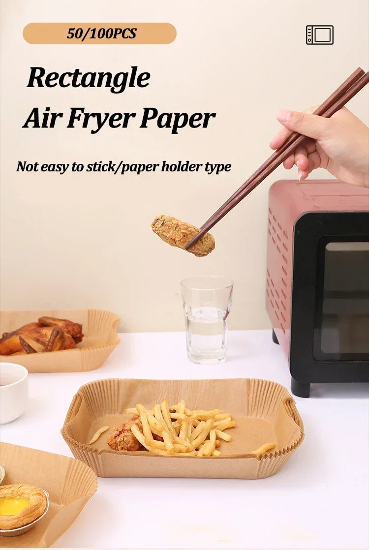 CrispTray – 300PCS Rectangular Air Fryer Liners (22×14CM)