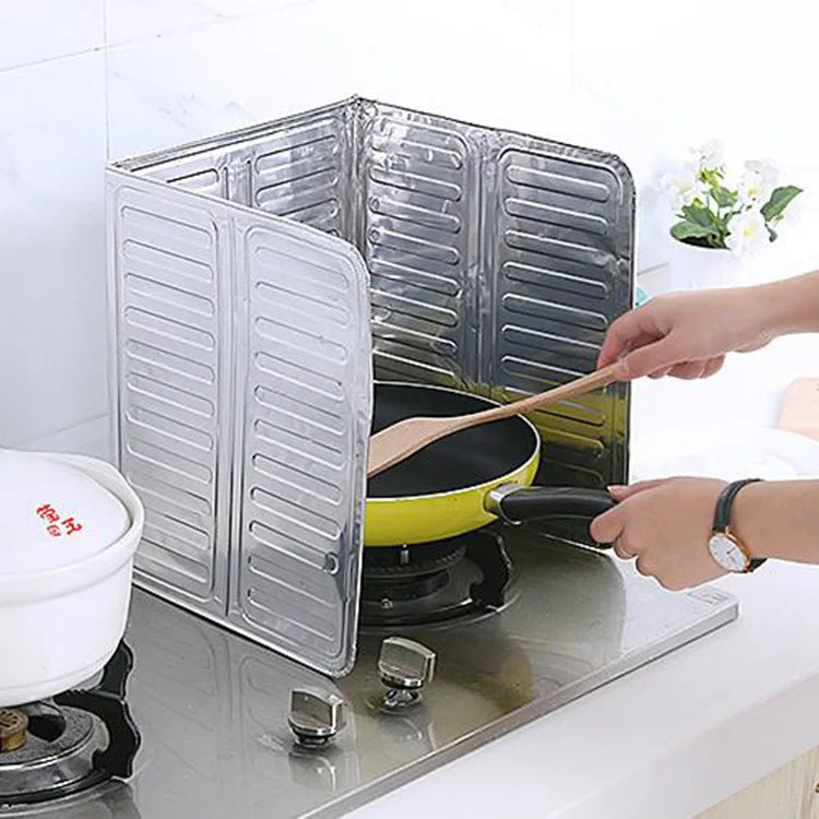 Aluminum Foldable Stove Splash Guard – Non-Stick Oil Shield for Kitchen Walls