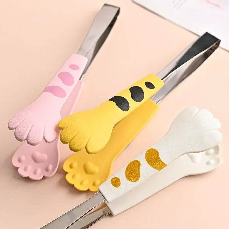 PawGrip  Stainless Steel Cat Paw Tongs – Cute Non-Slip Clamp for Salad, Bread & BBQ
