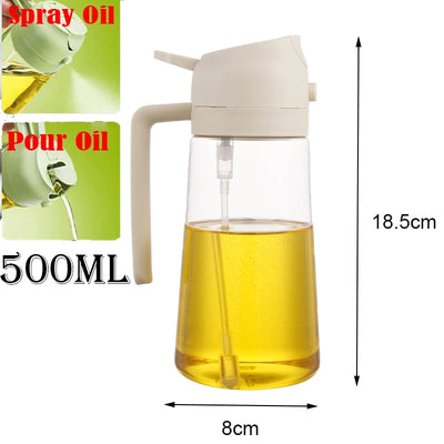 DualFlow 2-in-1 Oil Spray & Pour Bottle – 500ml Olive Oil Dispenser for Air Fryer, BBQ & Healthy Cooking