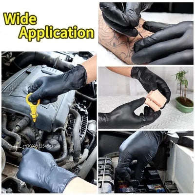 SafeGrip Black Nitrile Disposable Gloves – Powder-Free, Waterproof & Touchscreen-Friendly for Kitchen, Cleaning & Wor