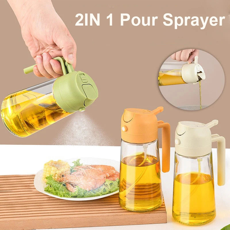 DualFlow 2-in-1 Oil Spray & Pour Bottle – 500ml Olive Oil Dispenser for Air Fryer, BBQ & Healthy Cooking