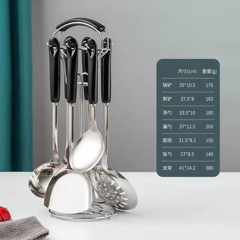 NordicChef 7-Piece Stainless Steel Kitchen Utensil Set – Ceramic Handle Cooking Tools