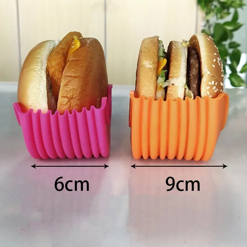 GripShell  Reusable Silicone Burger Holder – Contact-Free Sandwich Clip for Clean & Convenient Eatin