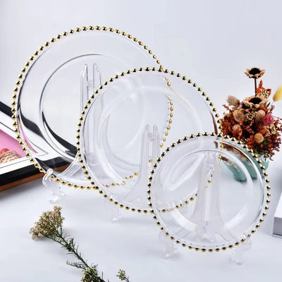 EleganceEdge 13-Inch Decorative Charger Plates – Gold & Silver Plastic Table Set for Weddings