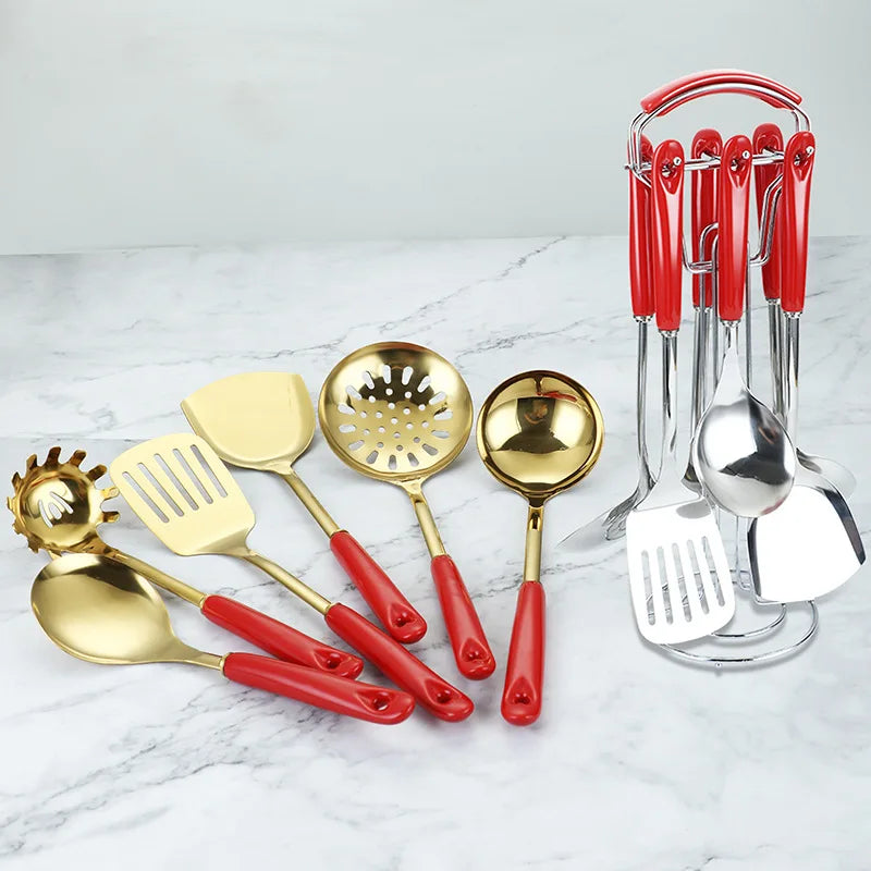 NordicChef 7-Piece Stainless Steel Kitchen Utensil Set – Ceramic Handle Cooking Tools