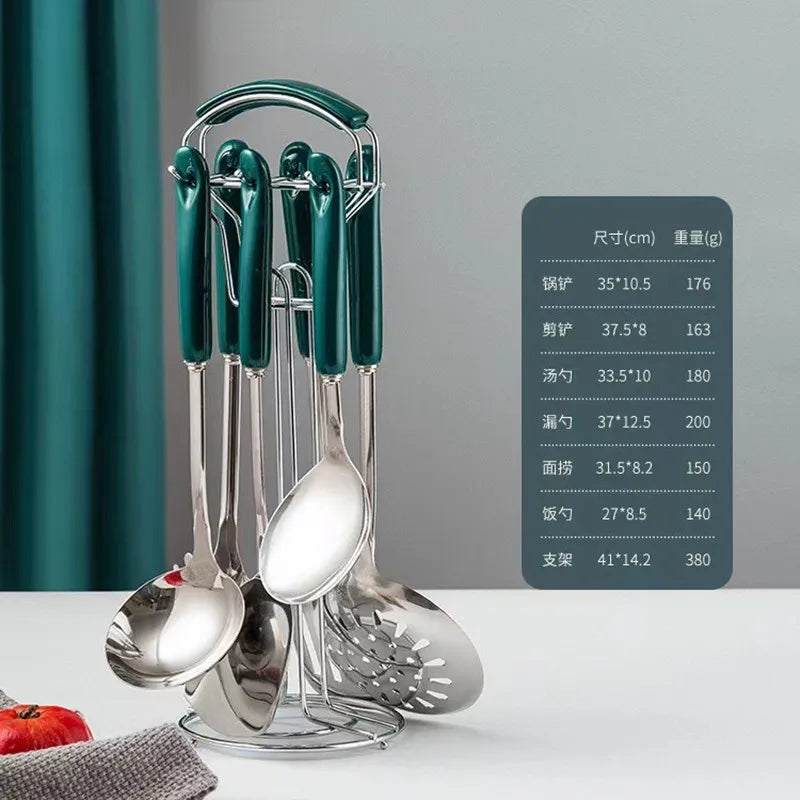 NordicChef 7-Piece Stainless Steel Kitchen Utensil Set – Ceramic Handle Cooking Tools