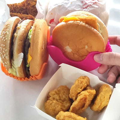 GripShell  Reusable Silicone Burger Holder – Contact-Free Sandwich Clip for Clean & Convenient Eatin