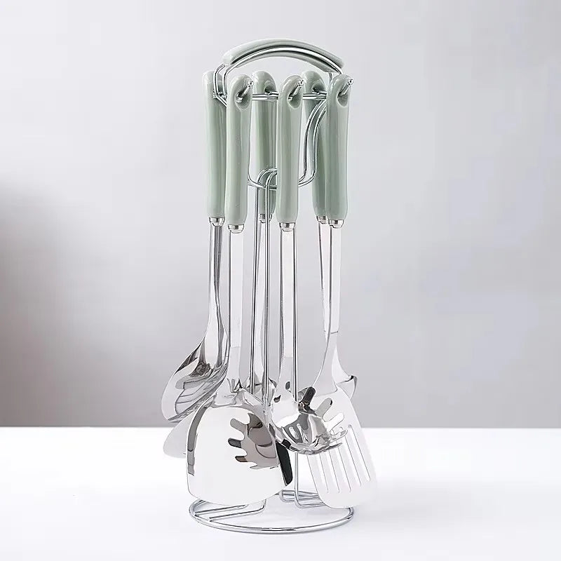 NordicChef 7-Piece Stainless Steel Kitchen Utensil Set – Ceramic Handle Cooking Tools