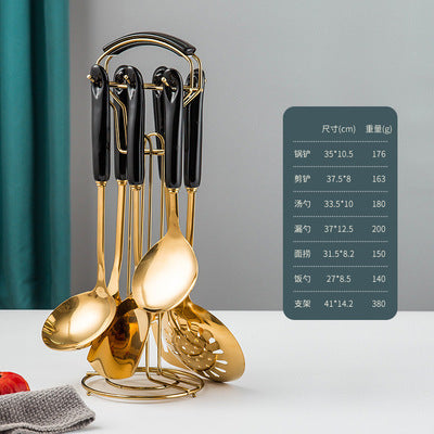 NordicChef 7-Piece Stainless Steel Kitchen Utensil Set – Ceramic Handle Cooking Tools