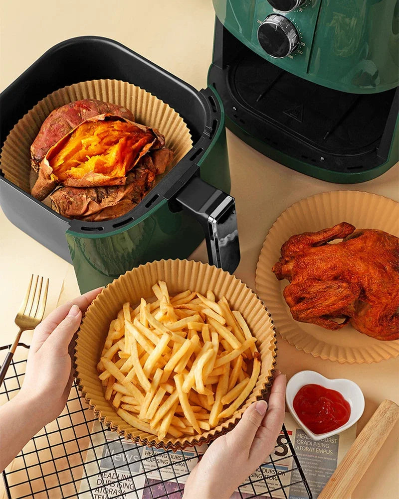 Round Air Fryer Paper Liners – Disposable & Non-Stick