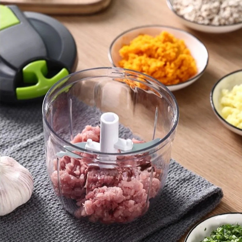 QuickChop Manual Pull-Cord Food Chopper – Easy-Clean Kitchen Processor for Garlic, Onion & Veggies