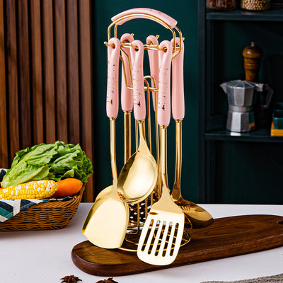 NordicChef 7-Piece Stainless Steel Kitchen Utensil Set – Ceramic Handle Cooking Tools