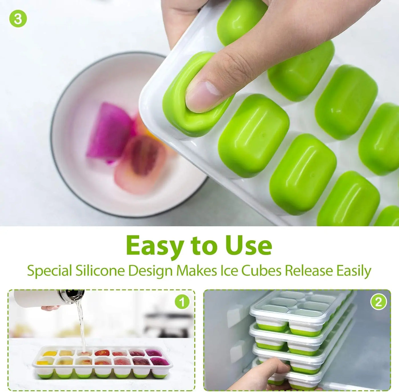 IceFlex™ – Easy-Release Silicone Ice Cube Tray Set (4-Pack)