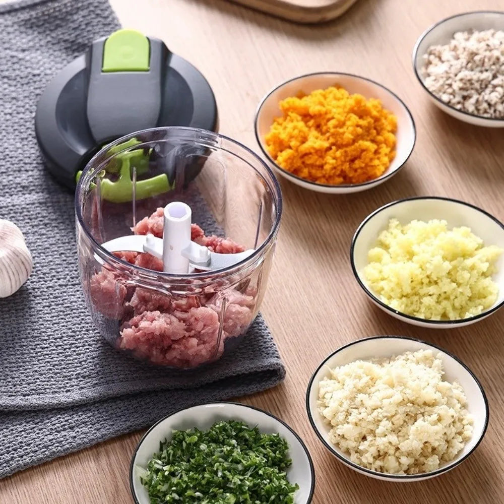 QuickChop Manual Pull-Cord Food Chopper – Easy-Clean Kitchen Processor for Garlic, Onion & Veggies