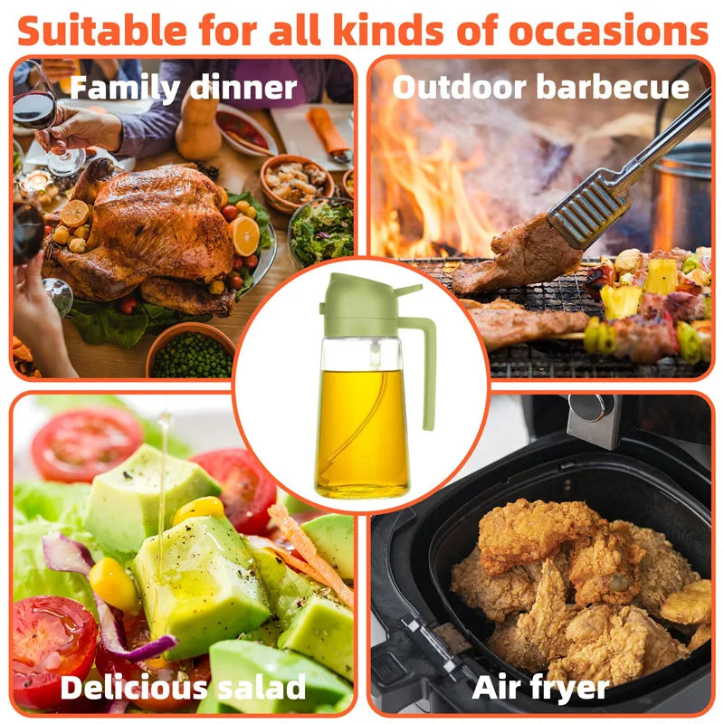 DualFlow 2-in-1 Oil Spray & Pour Bottle – 500ml Olive Oil Dispenser for Air Fryer, BBQ & Healthy Cooking
