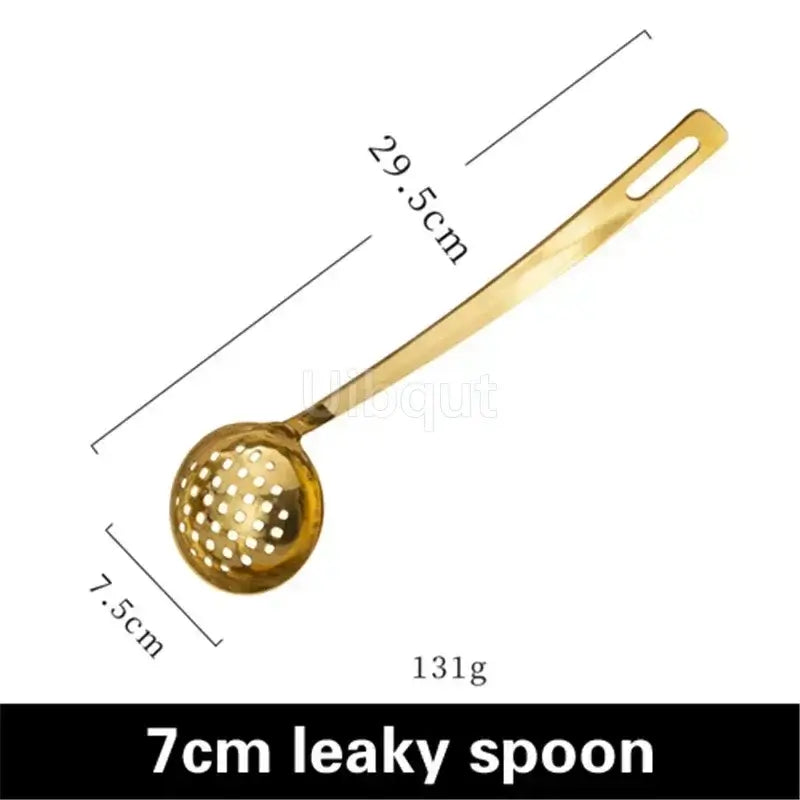 GoldServe Heavy-Duty Stainless Steel Soup Ladle – Golden Plated Restaurant & Home Spoon