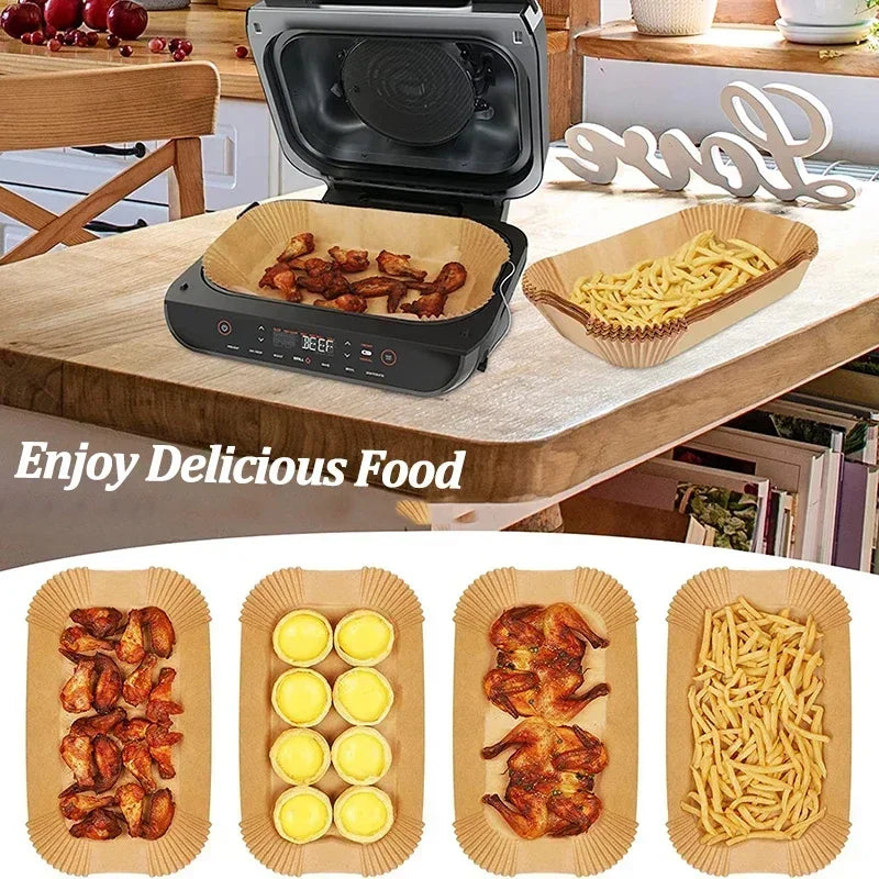 CrispTray – 300PCS Rectangular Air Fryer Liners (22×14CM)