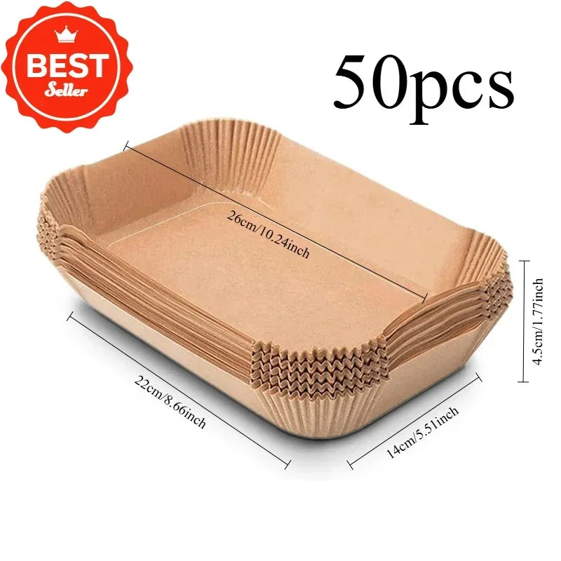CrispTray – 300PCS Rectangular Air Fryer Liners (22×14CM)