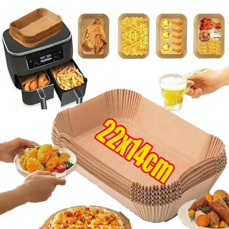 CrispTray – 300PCS Rectangular Air Fryer Liners (22×14CM)