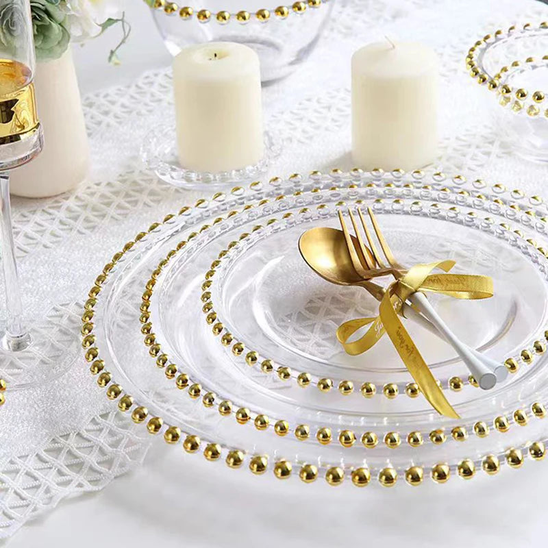 EleganceEdge 13-Inch Decorative Charger Plates – Gold & Silver Plastic Table Set for Weddings