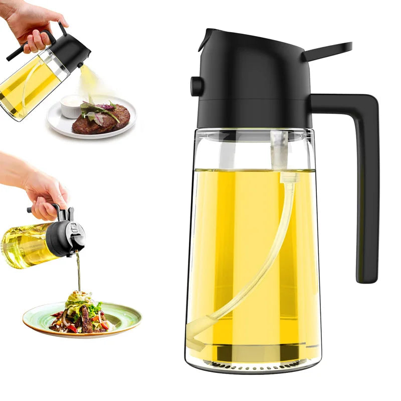 DualFlow 2-in-1 Oil Spray & Pour Bottle – 500ml Olive Oil Dispenser for Air Fryer, BBQ & Healthy Cooking