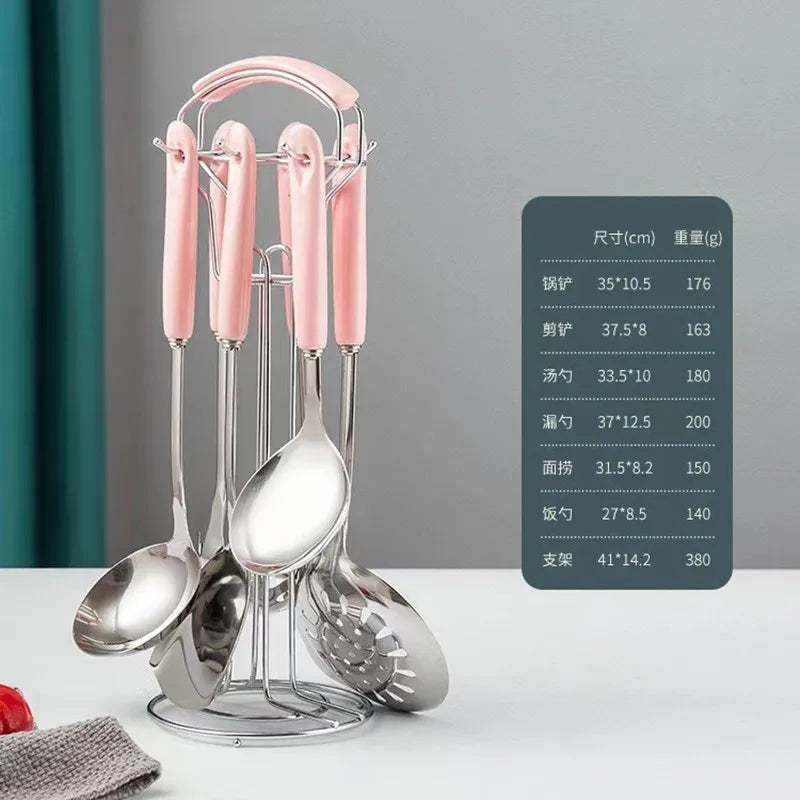 NordicChef 7-Piece Stainless Steel Kitchen Utensil Set – Ceramic Handle Cooking Tools