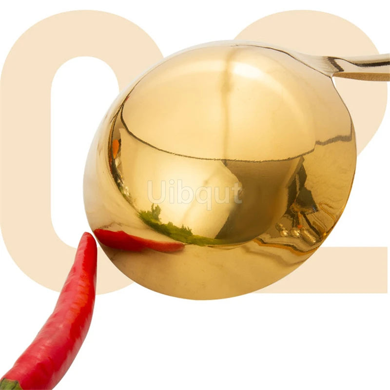 GoldServe Heavy-Duty Stainless Steel Soup Ladle – Golden Plated Restaurant & Home Spoon