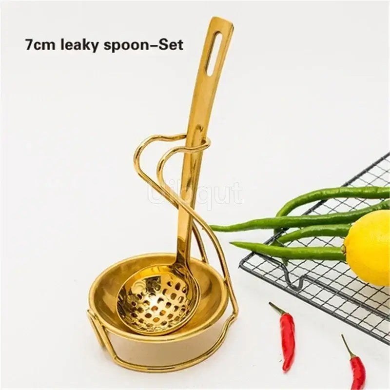GoldServe Heavy-Duty Stainless Steel Soup Ladle – Golden Plated Restaurant & Home Spoon