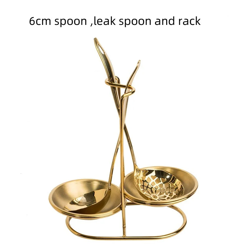 GoldServe Heavy-Duty Stainless Steel Soup Ladle – Golden Plated Restaurant & Home Spoon