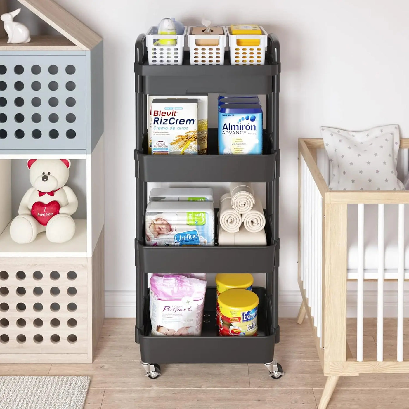 FlexCart™ 3/4-Tier Rolling Storage Organizer – Compact Utility Cart with Wheels for Bathroom, Laundry Room