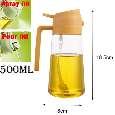 DualFlow 2-in-1 Oil Spray & Pour Bottle – 500ml Olive Oil Dispenser for Air Fryer, BBQ & Healthy Cooking