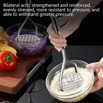 MashMate Stainless Steel Potato Masher – Ergonomic Press for Smooth Mashing & Versatile Kitchen Use