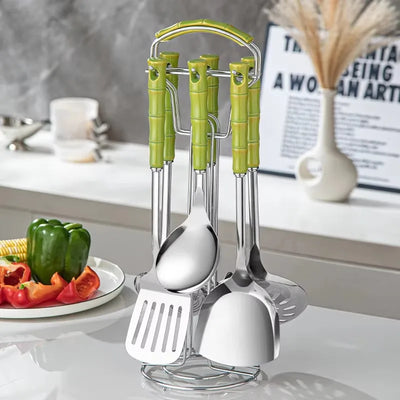 NordicChef 7-Piece Stainless Steel Kitchen Utensil Set – Ceramic Handle Cooking Tools