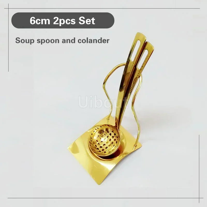 GoldServe Heavy-Duty Stainless Steel Soup Ladle – Golden Plated Restaurant & Home Spoon