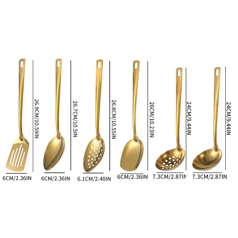 GoldenGlow Korean-Style Stainless Steel Spoon Set – 2/6pcs Elegant Kitchenware