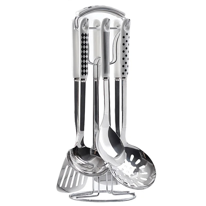 NordicChef 7-Piece Stainless Steel Kitchen Utensil Set – Ceramic Handle Cooking Tools