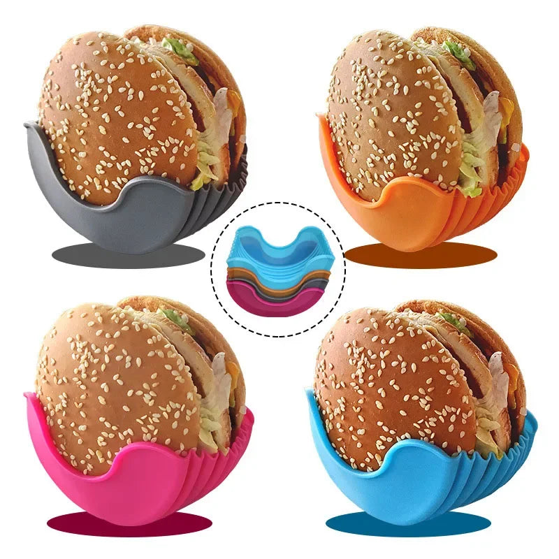 GripShell  Reusable Silicone Burger Holder – Contact-Free Sandwich Clip for Clean & Convenient Eatin