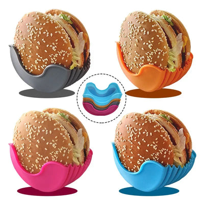 GripShell  Reusable Silicone Burger Holder – Contact-Free Sandwich Clip for Clean & Convenient Eatin