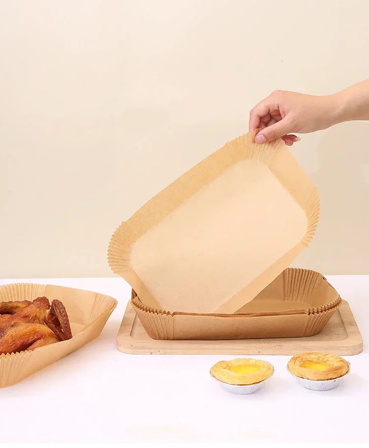 CrispTray – 300PCS Rectangular Air Fryer Liners (22×14CM)