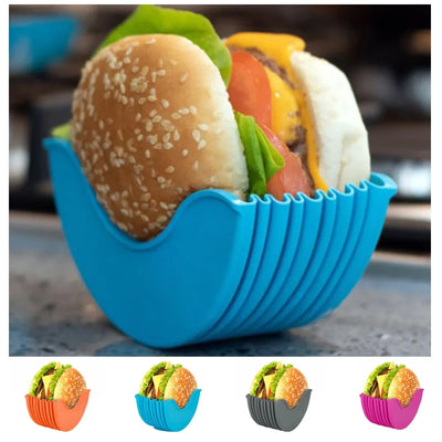 GripShell  Reusable Silicone Burger Holder – Contact-Free Sandwich Clip for Clean & Convenient Eatin