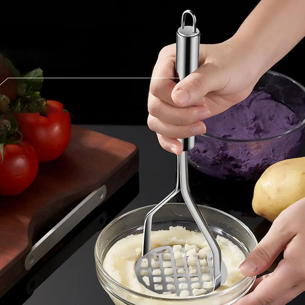MashMate Stainless Steel Potato Masher – Ergonomic Press for Smooth Mashing & Versatile Kitchen Use